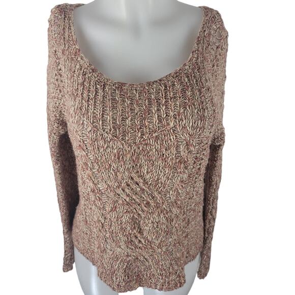 Free People Shade of Brown/Tan Open Knit Sweater Cotton/Linen/Alpaca Blend XS - Picture 2 of 5